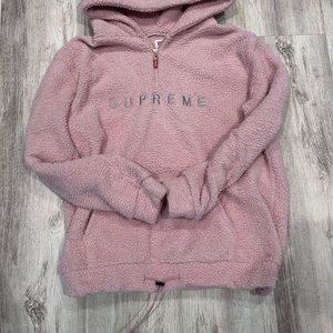 Pink Supreme teddy half zip